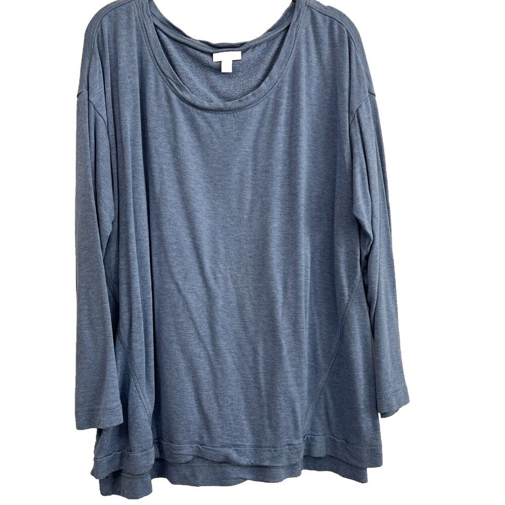 J Jill Fit‎ Women's Top Size XL Blue Long Sleeve Pullover Stretch Rayon Spandex